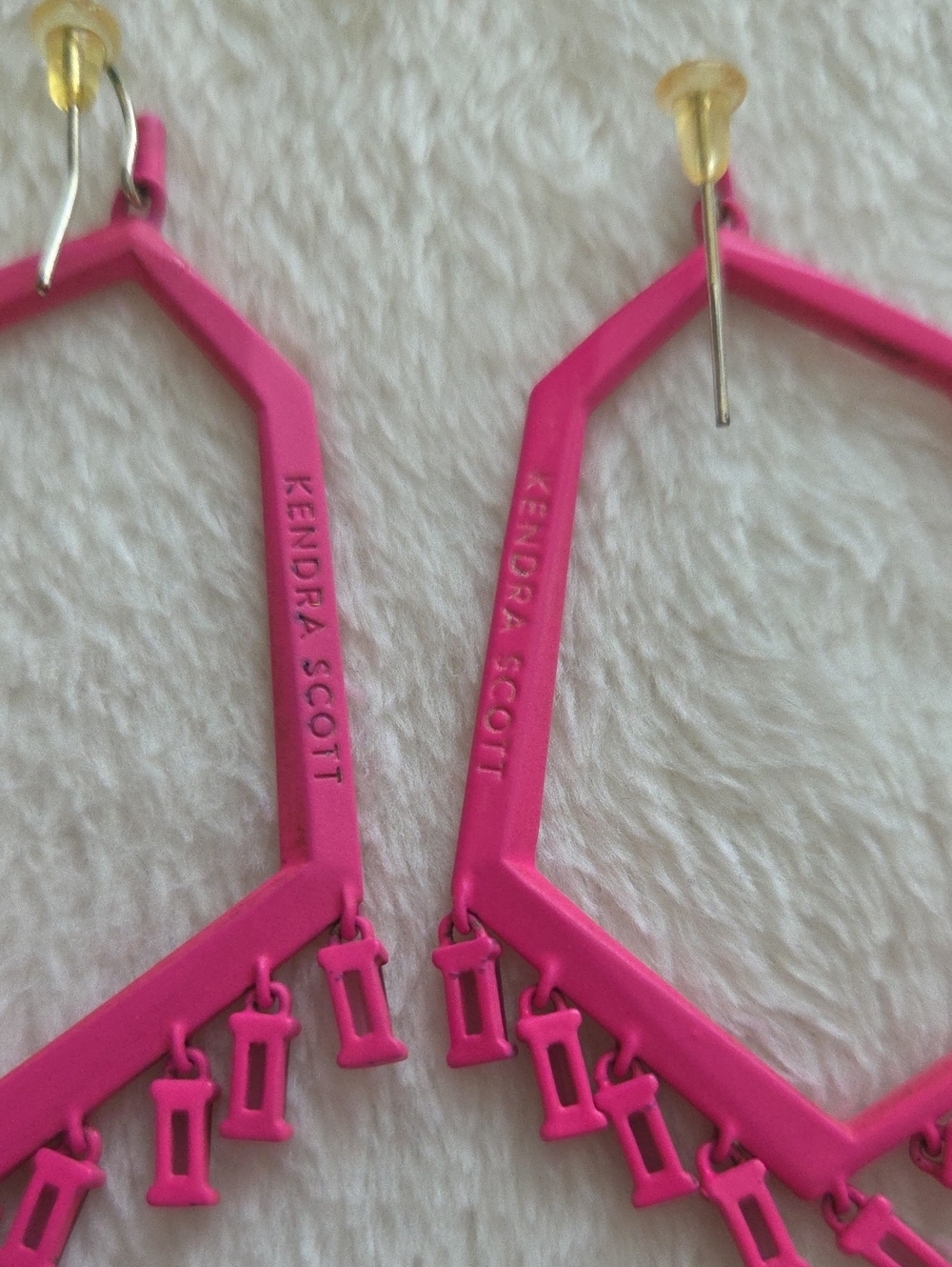 Kendra Scott Hot Pink Matte Thomas Drop Earrings Crystal Dangle - Picture 9 of 10
